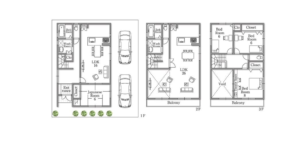 Floor plan. 64,800,000 yen, 4LLDDKK, Land area 135 sq m , Building area 187.11 sq m reference plan (floor plan freedom)