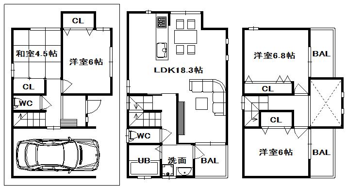 Floor plan. (No. 5 locations), Price 27,900,000 yen, 4LDK, Land area 62 sq m , Building area 115.21 sq m