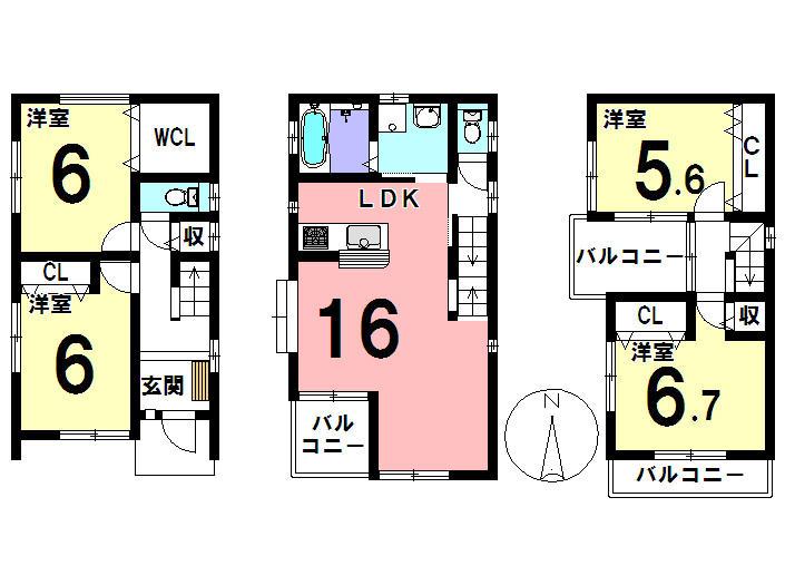 Floor plan. 26,900,000 yen, 4LDK, Land area 68.5 sq m , Building area 98 sq m