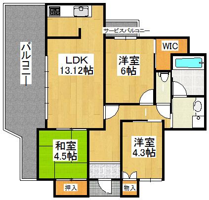 Floor plan. 3LDK, Price 28.5 million yen, Occupied area 69.12 sq m