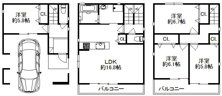Floor plan. Price 30,800,000 yen, 4LDK, Land area 62.82 sq m , Building area 100 sq m