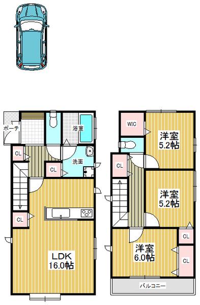 Floor plan. 33,800,000 yen, 3LDK, Land area 97.51 sq m , Building area 85.07 sq m