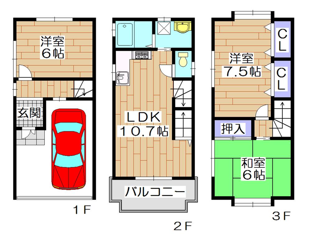 Floor plan. 17.8 million yen, 3LDK, Land area 36 sq m , Building area 84.24 sq m