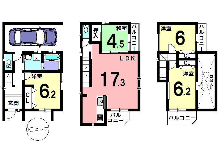 Floor plan. 28,900,000 yen, 4LDK, Land area 62 sq m , Building area 108.73 sq m