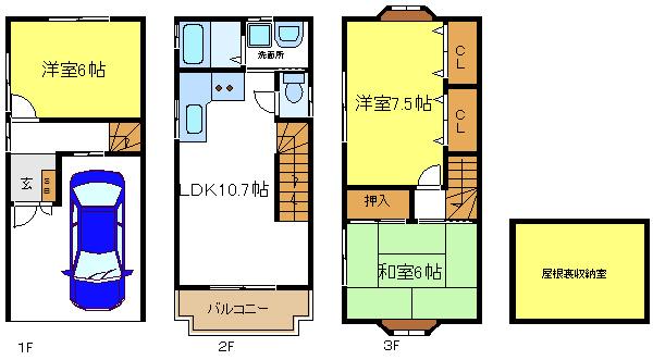 Floor plan. 17.8 million yen, 3LDK + S (storeroom), Land area 36 sq m , Floor plan of building area 84.24 sq m water around gathered on the second floor