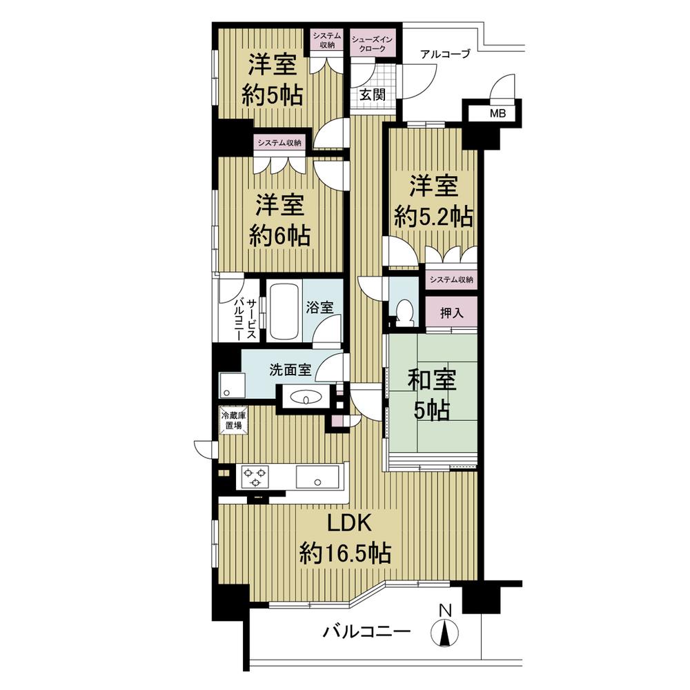 Floor plan. 4LDK, Price 36.5 million yen, Occupied area 84.91 sq m , Balcony area 9.52 sq m
