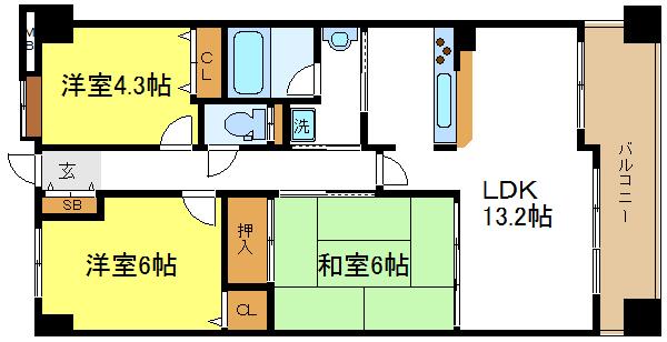 Floor plan. 3LDK, Price 19.9 million yen, Occupied area 63.49 sq m , Balcony area 9.62 sq m have each room storage, The room is also beautiful