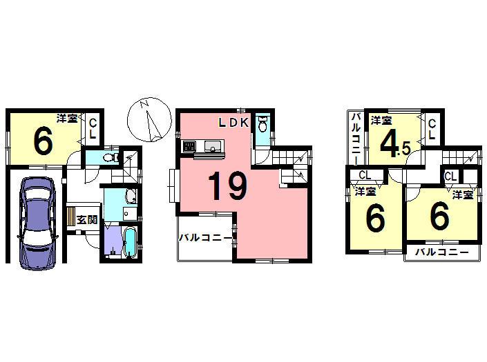 Floor plan. 29.5 million yen, 4LDK, Land area 62 sq m , Building area 110.96 sq m