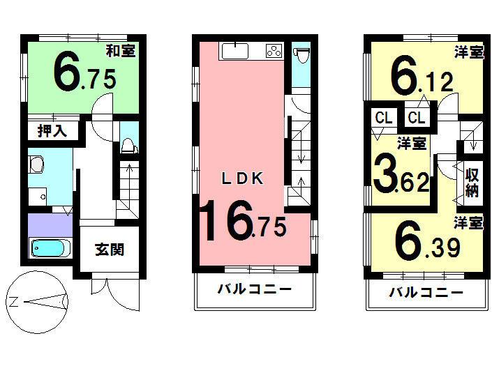 Floor plan. 26,800,000 yen, 4LDK, Land area 62.23 sq m , Building area 99.34 sq m
