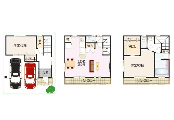 Floor plan. 22,800,000 yen, 2LDK, Land area 63.62 sq m , Building area 100.84 sq m