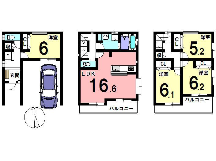 Floor plan. 28,900,000 yen, 4LDK, Land area 62 sq m , Building area 121.69 sq m