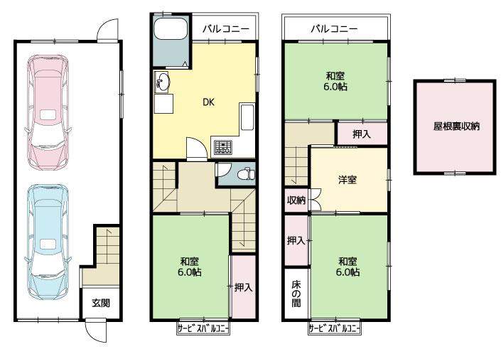 Floor plan. 14.8 million yen, 4DK, Land area 66.18 sq m , Building area 127.77 sq m 4LDK + attic storage