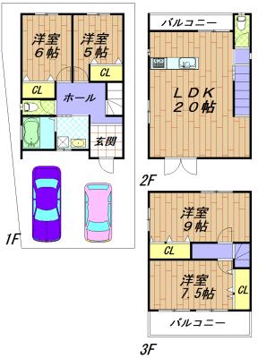 Floor plan. 32,800,000 yen, 4LDK, Land area 85.02 sq m , Building area 110.97 sq m Floor