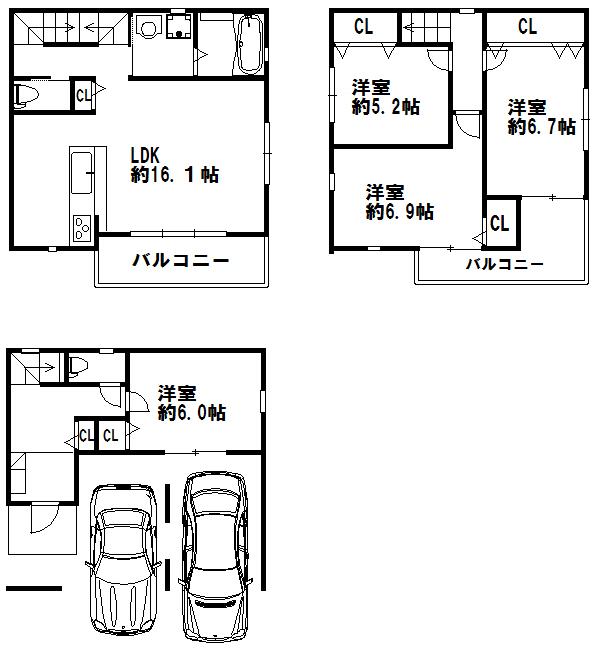 Floor plan. Price 36,800,000 yen, 4LDK, Land area 69.69 sq m , Building area 100 sq m