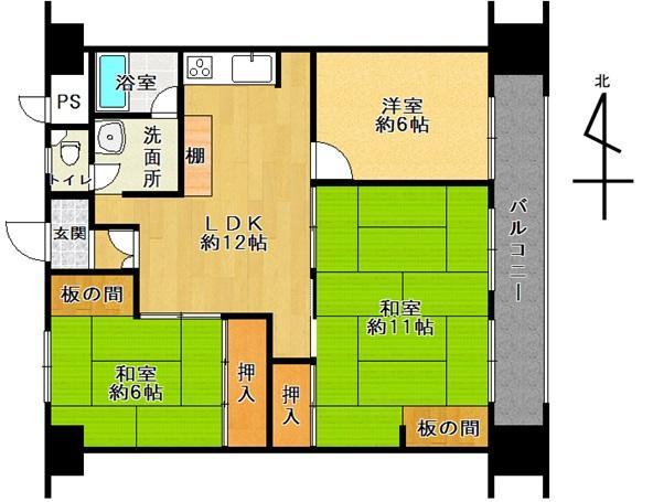Floor plan. 3LDK, Price 11.8 million yen, Footprint 72.9 sq m , Excellent usability on the balcony area 8.1 sq m spacious floor plan