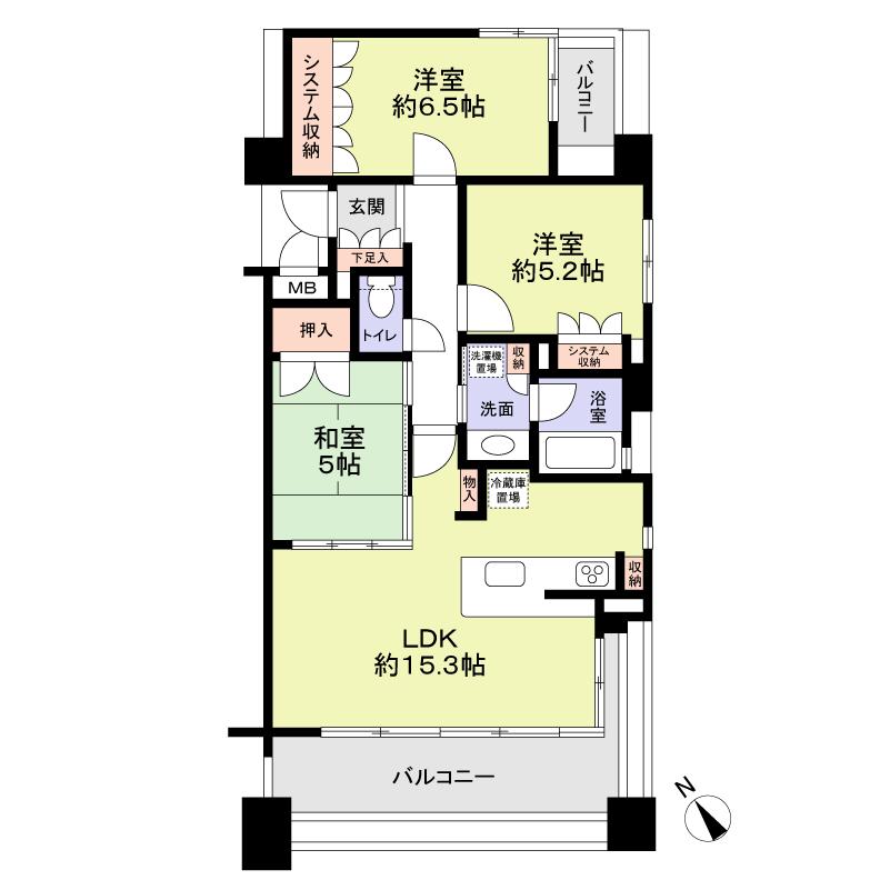 Floor plan. 3LDK, Price 30,800,000 yen, Occupied area 71.75 sq m , Balcony area 17.5 sq m