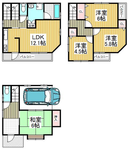 Floor plan. 26,800,000 yen, 4LDK, Land area 51.81 sq m , Building area 99.68 sq m