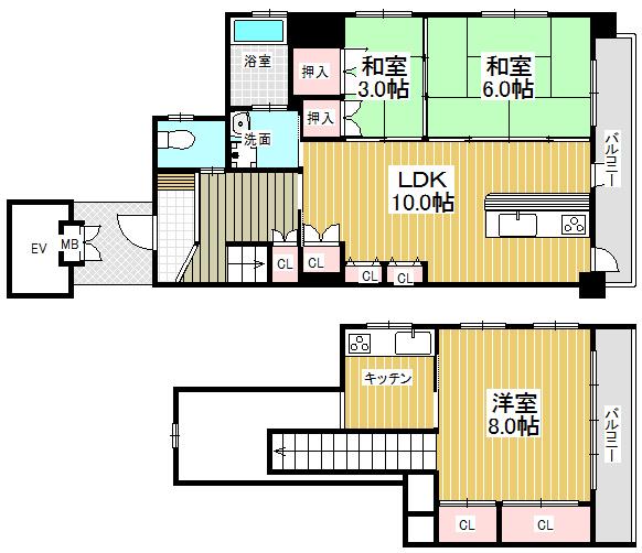 Floor plan. 3LDK, Price 23.8 million yen, Footprint 72.8 sq m