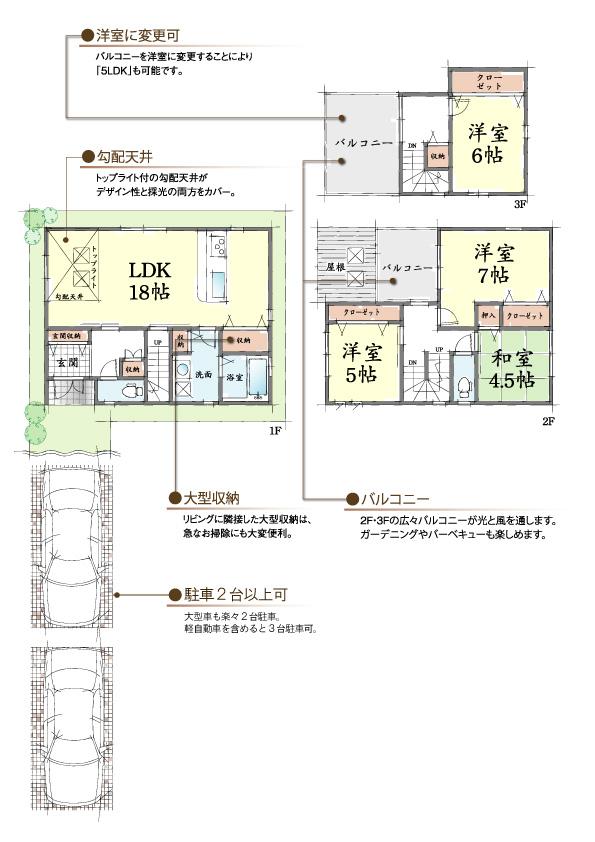 Floor plan. (F No. land plan), Price 39,800,000 yen, 4LDK, Land area 101.82 sq m , Building area 105.95 sq m