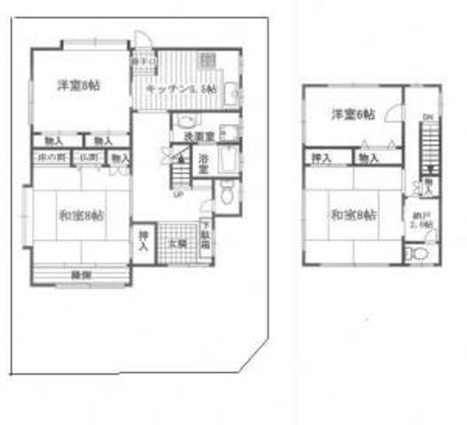 Floor plan. 90 million yen, 4LDK, Land area 180.06 sq m , Building area 107.26 sq m   [Current state building]  Construction / wooden floor space / 107.26 square meters Architecture / 1988 June Built Construction / Sumitomo Forestry