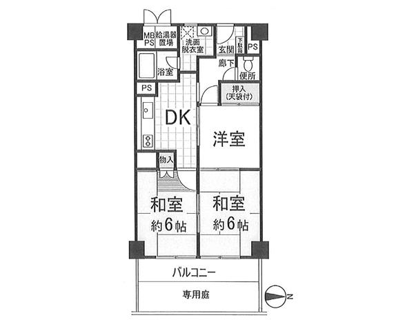 Floor plan. 3DK, Price 9.9 million yen, Footprint 51.3 sq m , Balcony area 1.96 sq m