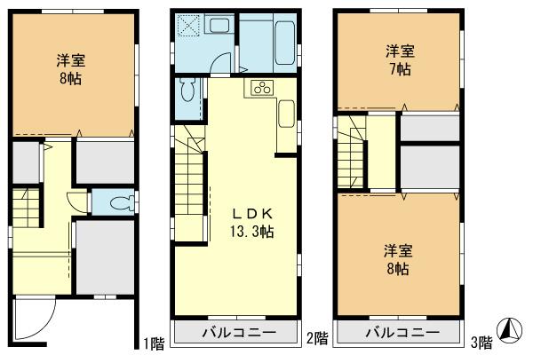 Floor plan. 25,800,000 yen, 4LDK, Land area 60.77 sq m , Building area 93.96 sq m floor plan