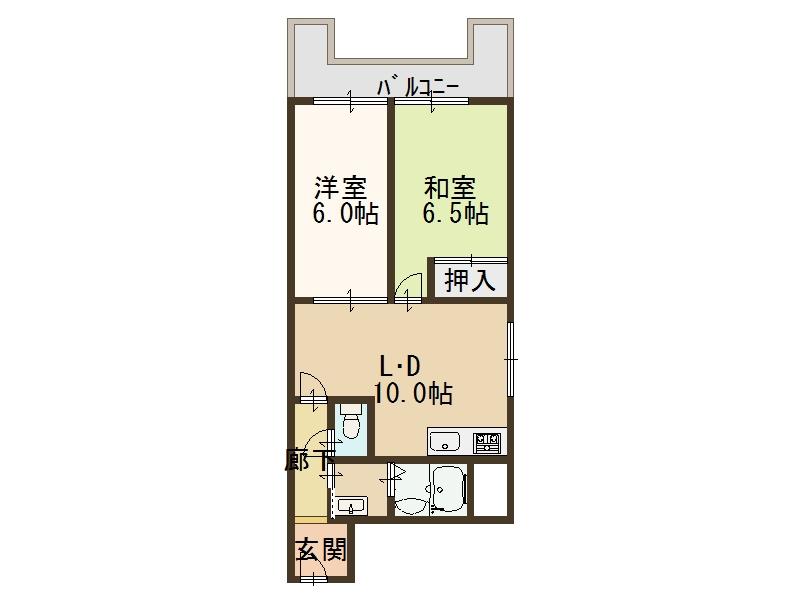 Floor plan. 2LDK, Price 13.8 million yen, Footprint 50.5 sq m , Balcony area 6.03 sq m