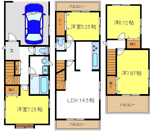 Floor plan. (No. 1 point), Price 26,300,000 yen, 4LDK, Land area 78.78 sq m , Building area 101.85 sq m