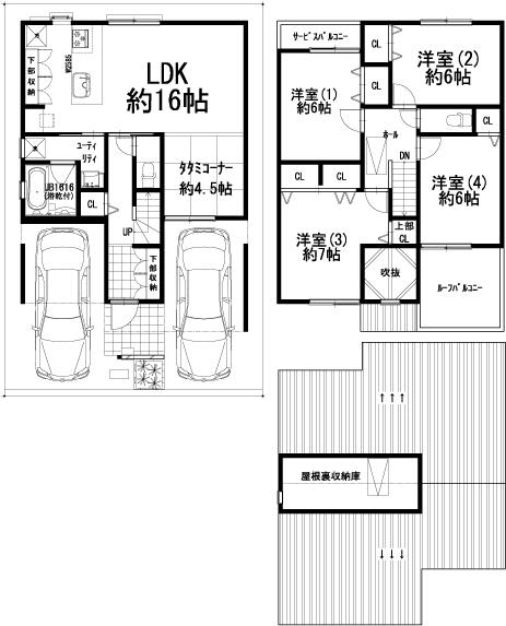 Floor plan. 30,800,000 yen, 5LDK, Land area 105.5 sq m , Building area 104.49 sq m