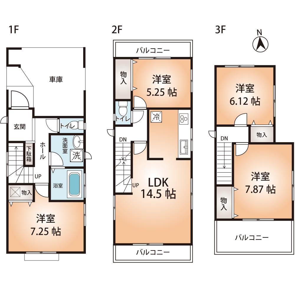 Floor plan. (No. 1 point), Price 26,300,000 yen, 4LDK, Land area 78.78 sq m , Building area 101.85 sq m