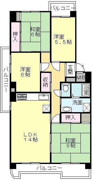 Floor plan. 4LDK, Price 21.9 million yen, Footprint 93.8 sq m , Balcony area 23.8 sq m