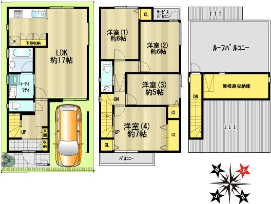 Floor plan. 32,800,000 yen, 4LDK, Land area 73.6 sq m , Building area 101.52 sq m