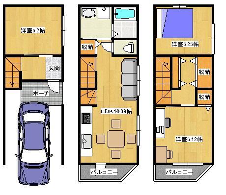 Floor plan. 19,800,000 yen, 3LDK, Land area 40.08 sq m , Building area 80.79 sq m