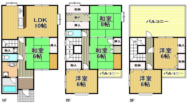 Floor plan. 19,800,000 yen, 7LDK, Land area 91.32 sq m , Building area 141.04 sq m "Taisho-ku, ・ Buying and selling "big floor plan 7LDK