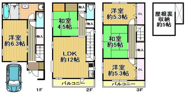 Floor plan. 25,800,000 yen, 5LDK, Land area 62.07 sq m , Building area 102.71 sq m "Taisho-ku, ・ Buying and selling "is 5LDK of custom home