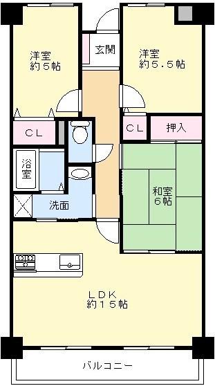 Floor plan. 3LDK, Price 19,800,000 yen, Occupied area 69.92 sq m , Balcony area 7.68 sq m