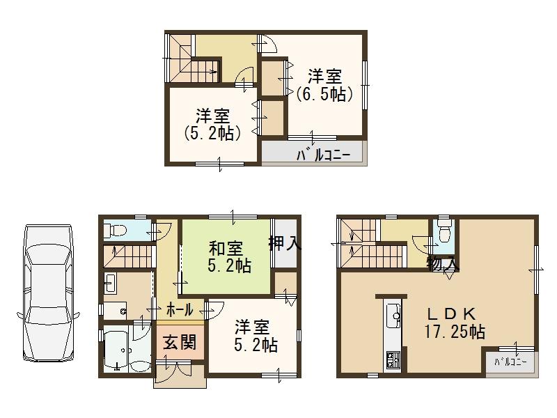 Floor plan. 24,800,000 yen, 4LDK, Land area 90.13 sq m , 4LDK of building area 97.19 sq m each room housed Yes