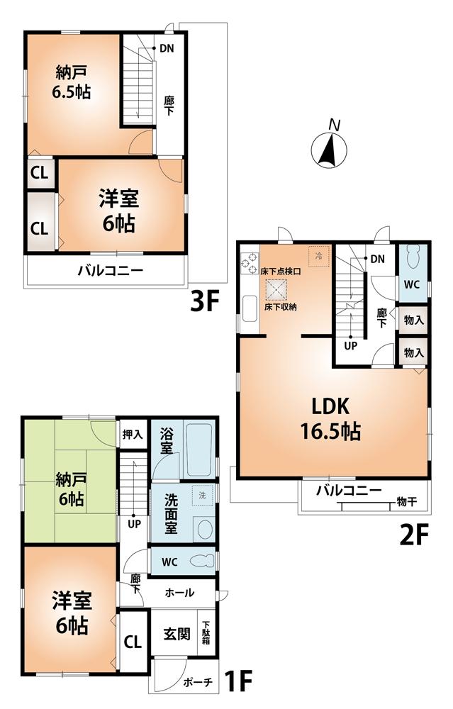 Floor plan. (No. 2 locations), Price 32,800,000 yen, 4LDK, Land area 91.13 sq m , Building area 102.87 sq m