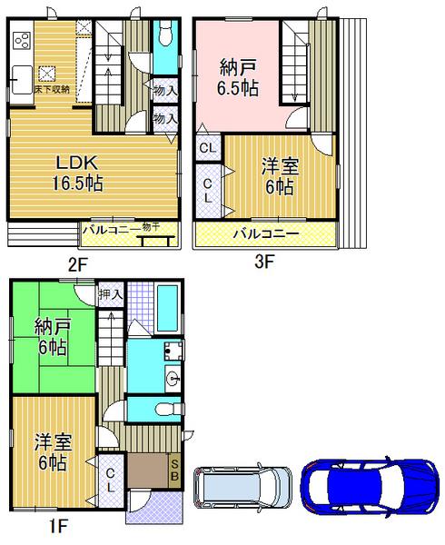 Floor plan. 32,800,000 yen, 4LDK, Land area 91.13 sq m , Building area 102.87 sq m "Taisho-ku, ・ Buying and selling "two possible parking!