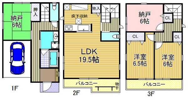 Floor plan. 34,800,000 yen, 4LDK, Land area 79.69 sq m , Building area 120.55 sq m "Taisho-ku, ・ Buying and selling "spacious of the distribution floor plan 4LDK