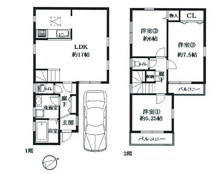 Floor plan. 24,800,000 yen, 3LDK, Land area 78.68 sq m , Building area 82.21 sq m