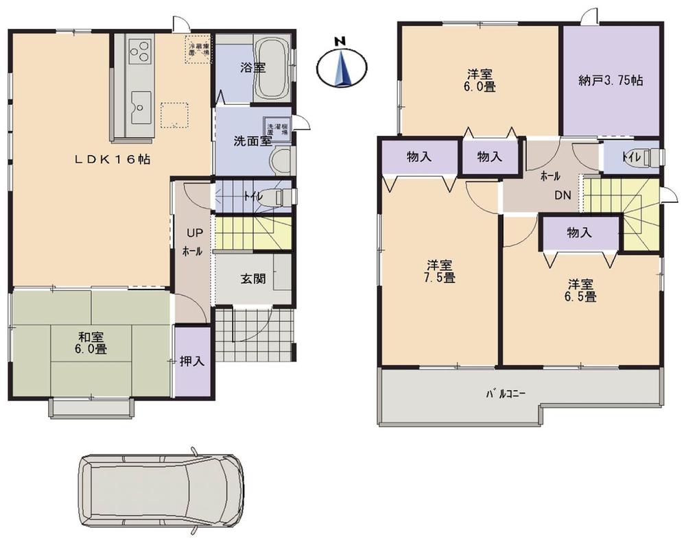 Floor plan. 31,800,000 yen, 4LDK + S (storeroom), Land area 95.93 sq m , Building area 104.74 sq m
