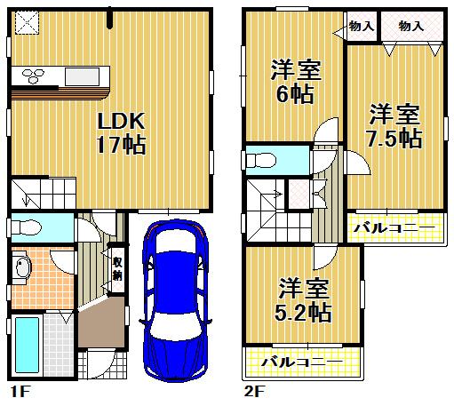 Floor plan. 23.8 million yen, 3LDK, Land area 78.68 sq m , Building area 82.21 sq m "Taisho-ku, ・ Buying and selling "All Western-style 3LDK