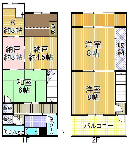 Floor plan. 10 million yen, 3K + S (storeroom), Land area 48.52 sq m , Building area 52.45 sq m "Taisho-ku, ・ Buying and selling "is the terrace of the spacious floor plan