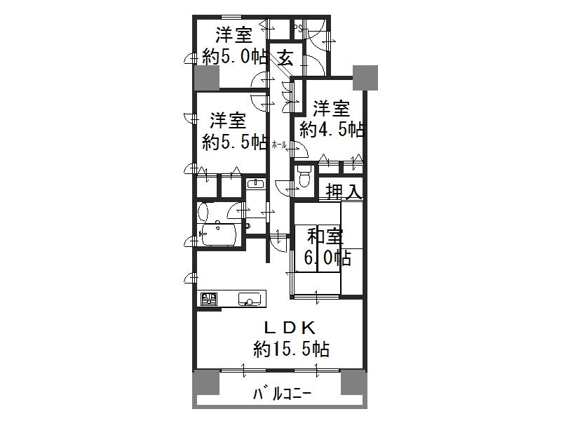 Floor plan. 4LDK, Price 14.4 million yen, Occupied area 79.58 sq m , Balcony area 11.22 sq m LDK15.0 quires more, Easy-to-use floor plan of each room with storage.