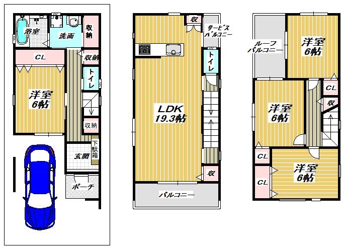 Floor plan. 29,800,000 yen, 4LDK, Land area 70.3 sq m , Building area 109.59 sq m