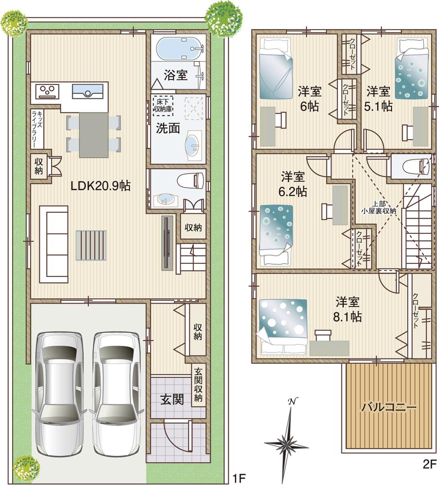 Floor plan. (681 No. land), Price 33,800,000 yen, 4LDK, Land area 90.42 sq m , Building area 115.05 sq m