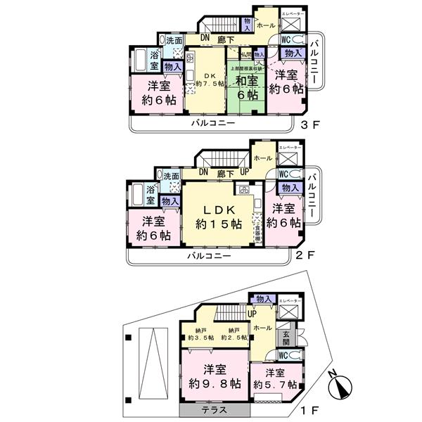 Floor plan. 49,900,000 yen, 7LDDKK, Land area 105.4 sq m , Building area 196.23 sq m