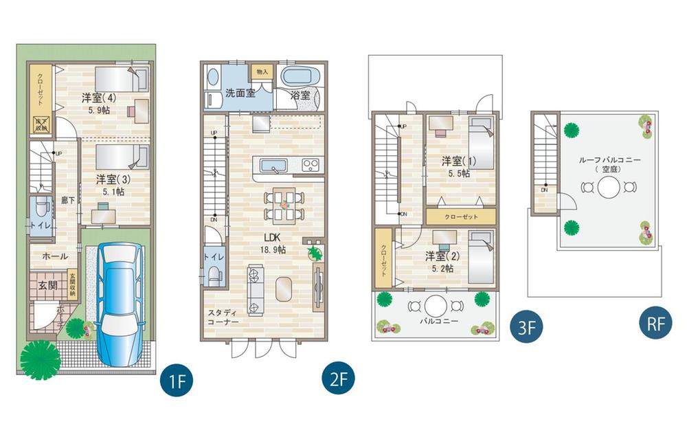 Floor plan. From the bus street continues from the station, Birth in a quiet residential area that contains one step. primary school, Supermarket, Park is set within walking distance, Convenient to child-rearing generation.