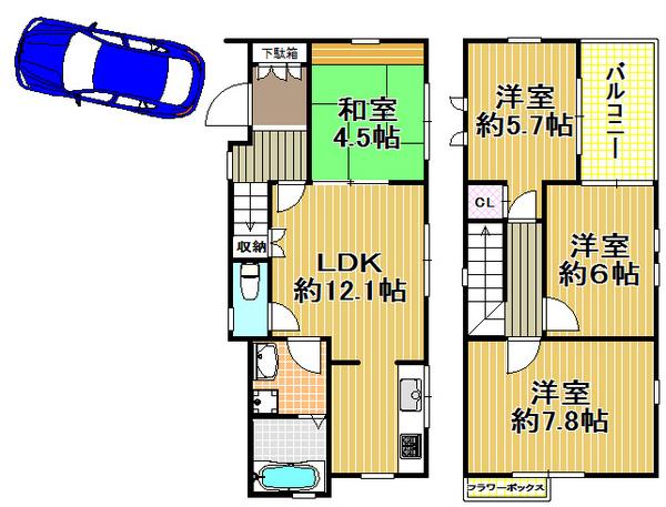 Floor plan. 22,800,000 yen, 4LDK, Land area 82.51 sq m , Building area 80.39 sq m "Taisho-ku, ・ Buying and selling "of the two-story 4LDK